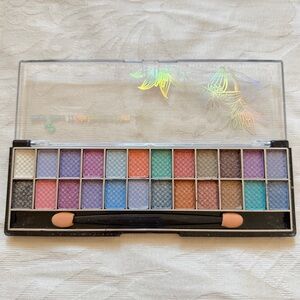 *BRAND NEW* Role Rose 24 Multicolor Sparkle Eyeshadow Palette WLong Sponge Brush